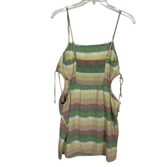 NWT Aerie Linen Blend Multicolor Striped Side Cut Out Mini Dress Women's Small - Picture 4 of 8